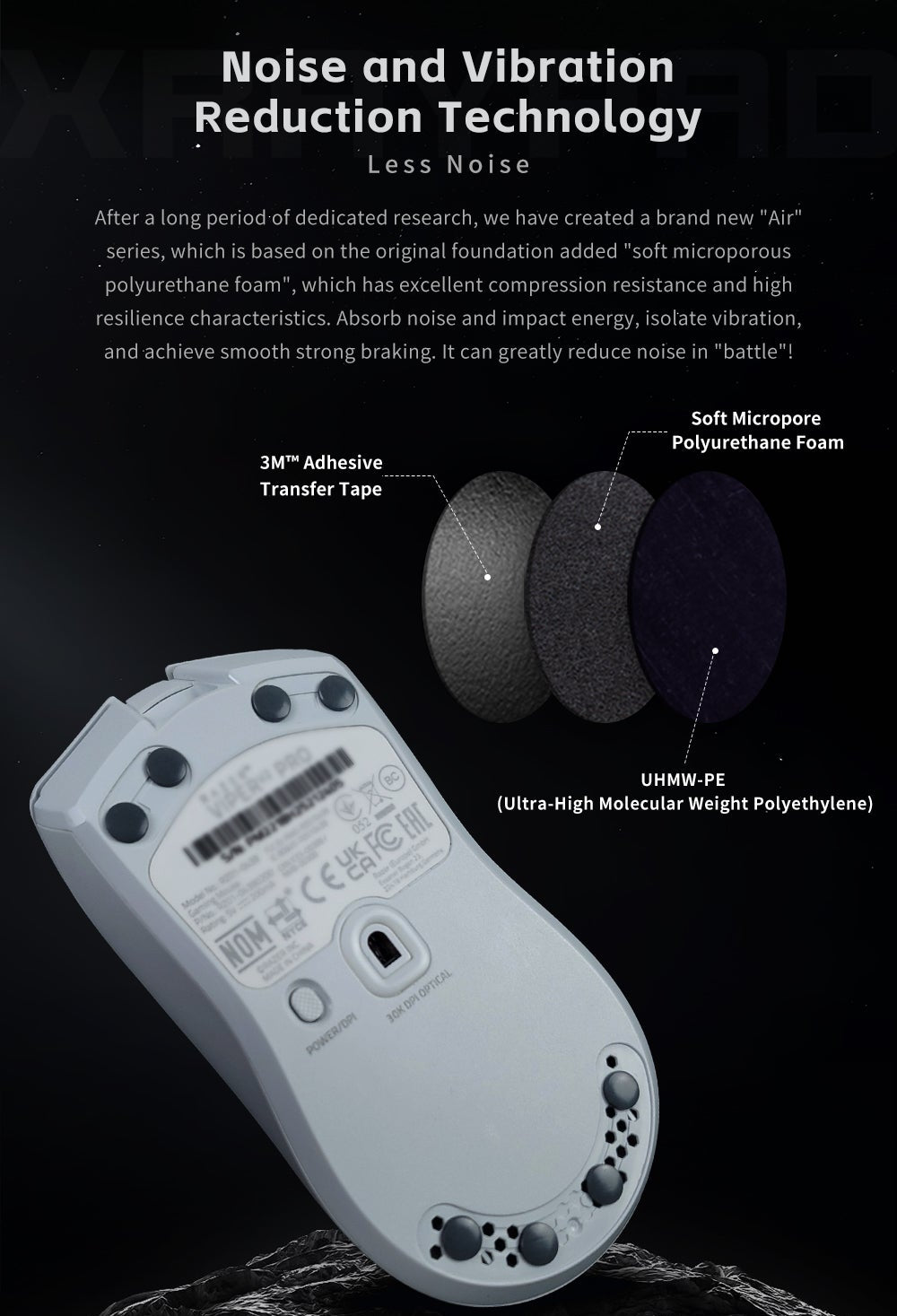 Obsidian Air Pro Mouse Skates – Essential for Glass Mouse Pads Xraypad™