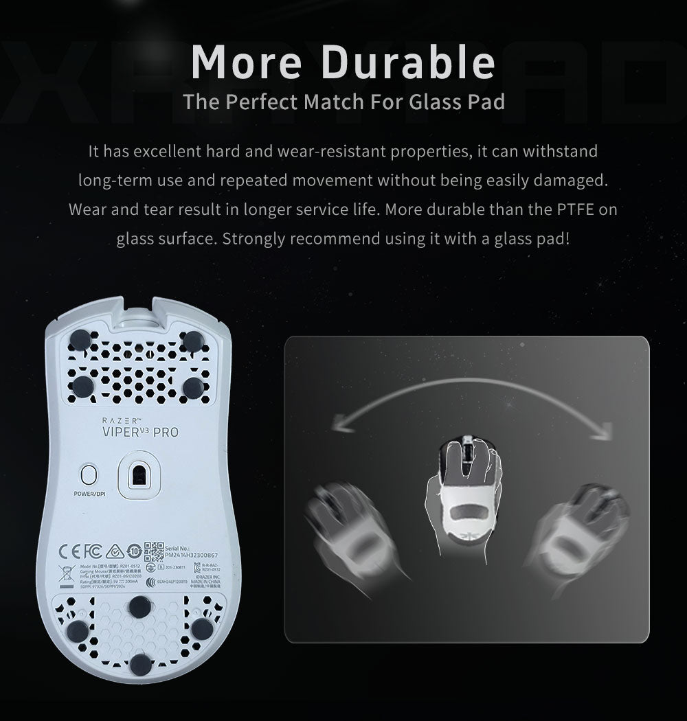 Obsidian Air Pro Mouse Skates – Essential for Glass Mouse Pads Xraypad™