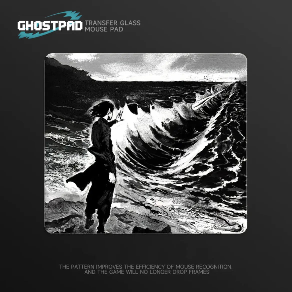GHOSTPAD™B&W Anime Designs glass mouse pads GHOSTPAD