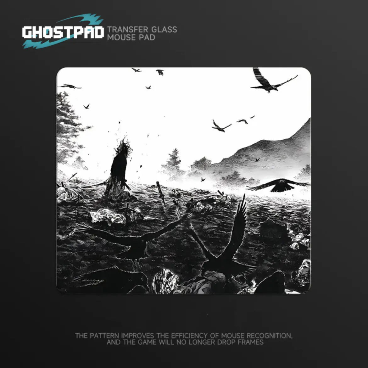 GHOSTPAD™B&W Anime Designs glass mouse pads GHOSTPAD