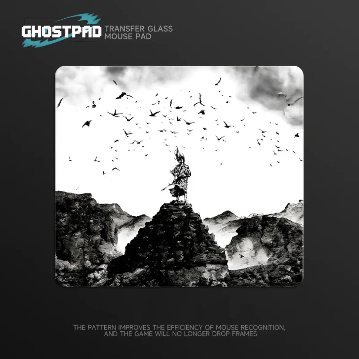 GHOSTPAD™B&W Anime Designs glass mouse pads GHOSTPAD