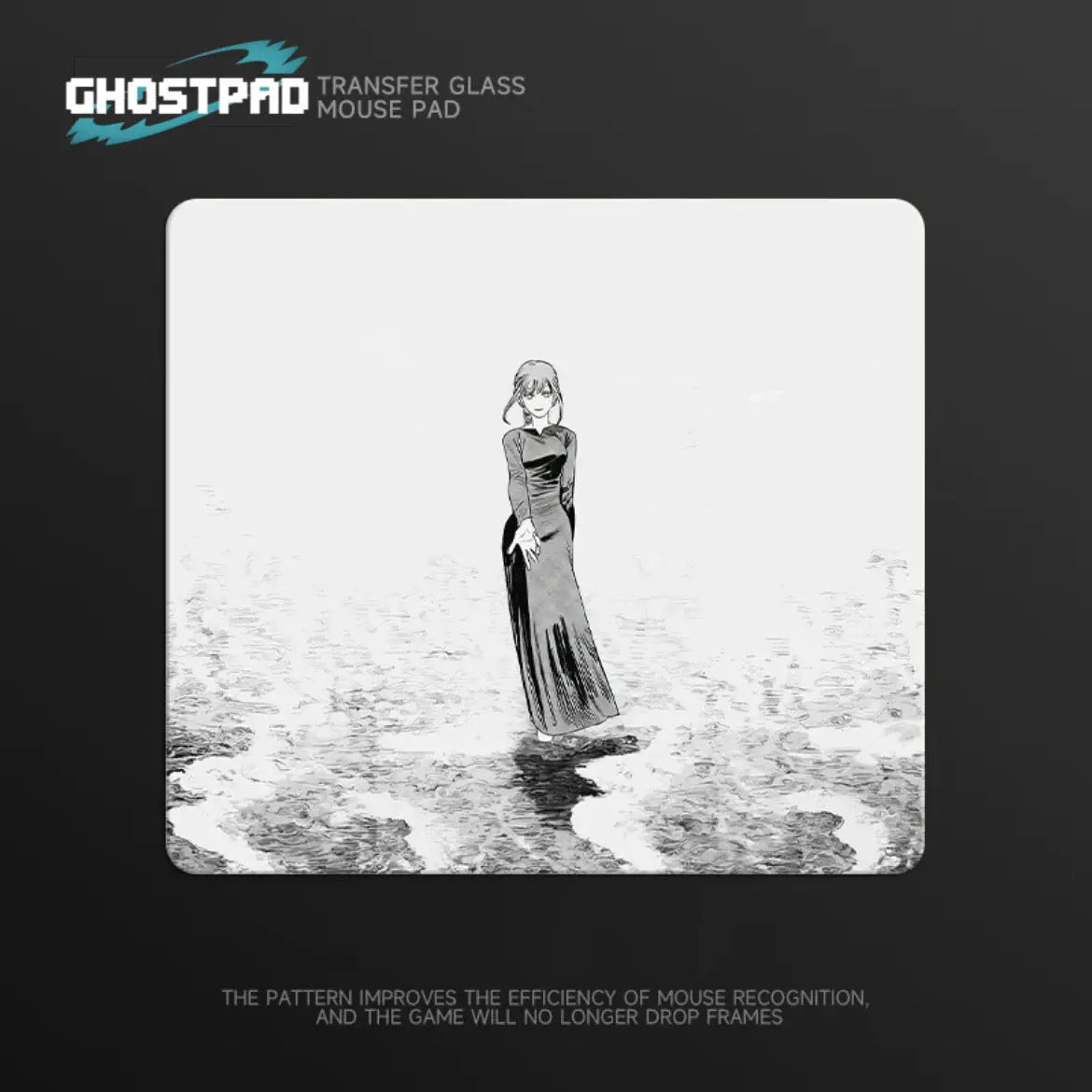 GHOSTPAD™B&W Anime Designs glass mouse pads GHOSTPAD