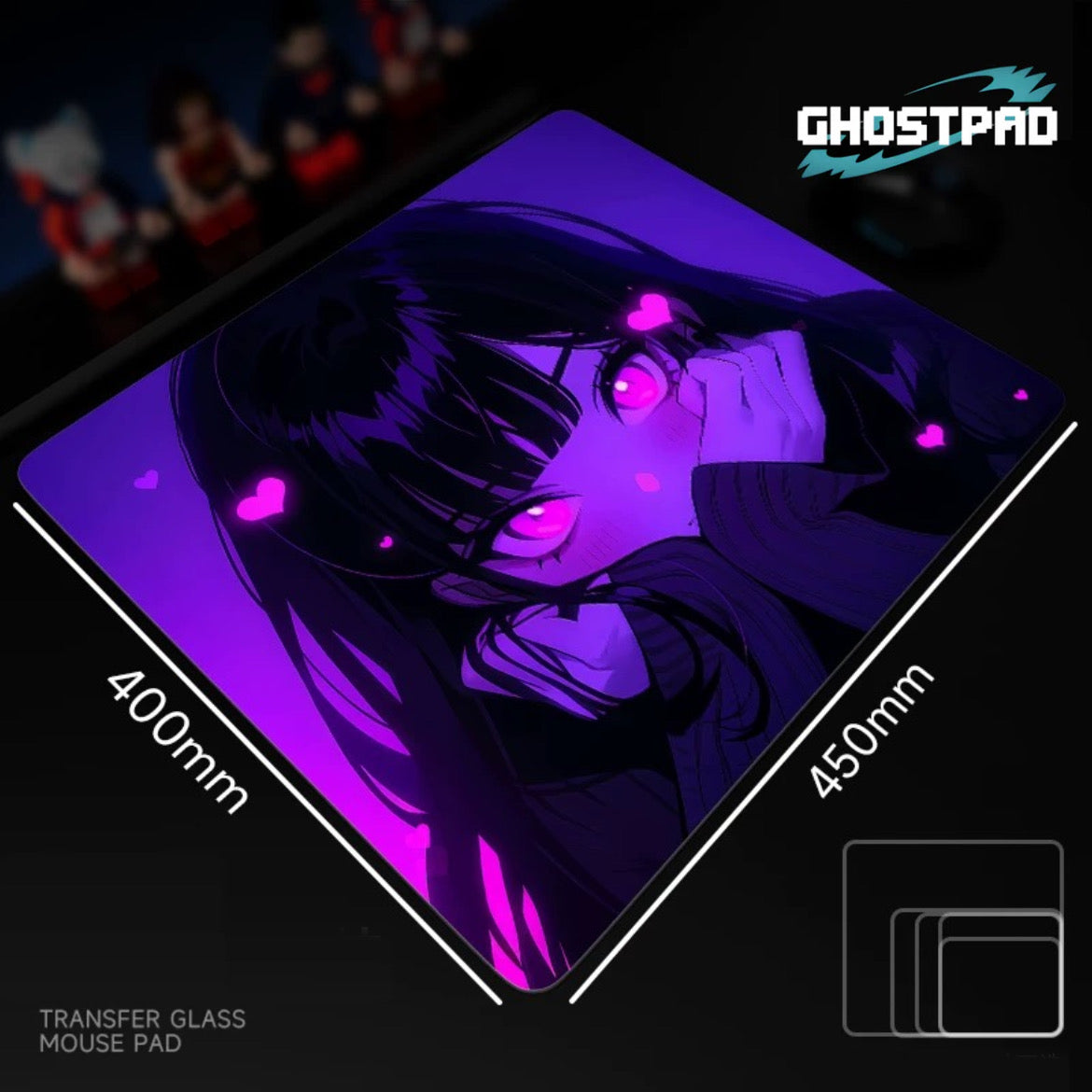 Purple Aesthetic Girls Glass Mouse Pads GHOSTPAD