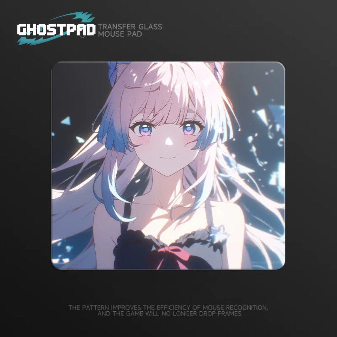 White haired anime woman glass mouse pad GHOSTPAD