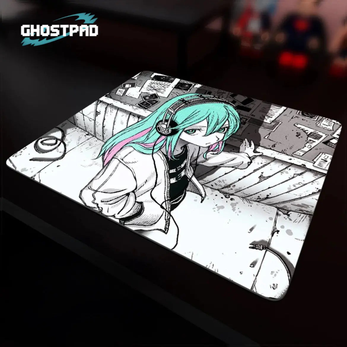 GHOSTPAD™Anime Girl green hair glass mouse pads GHOSTPAD