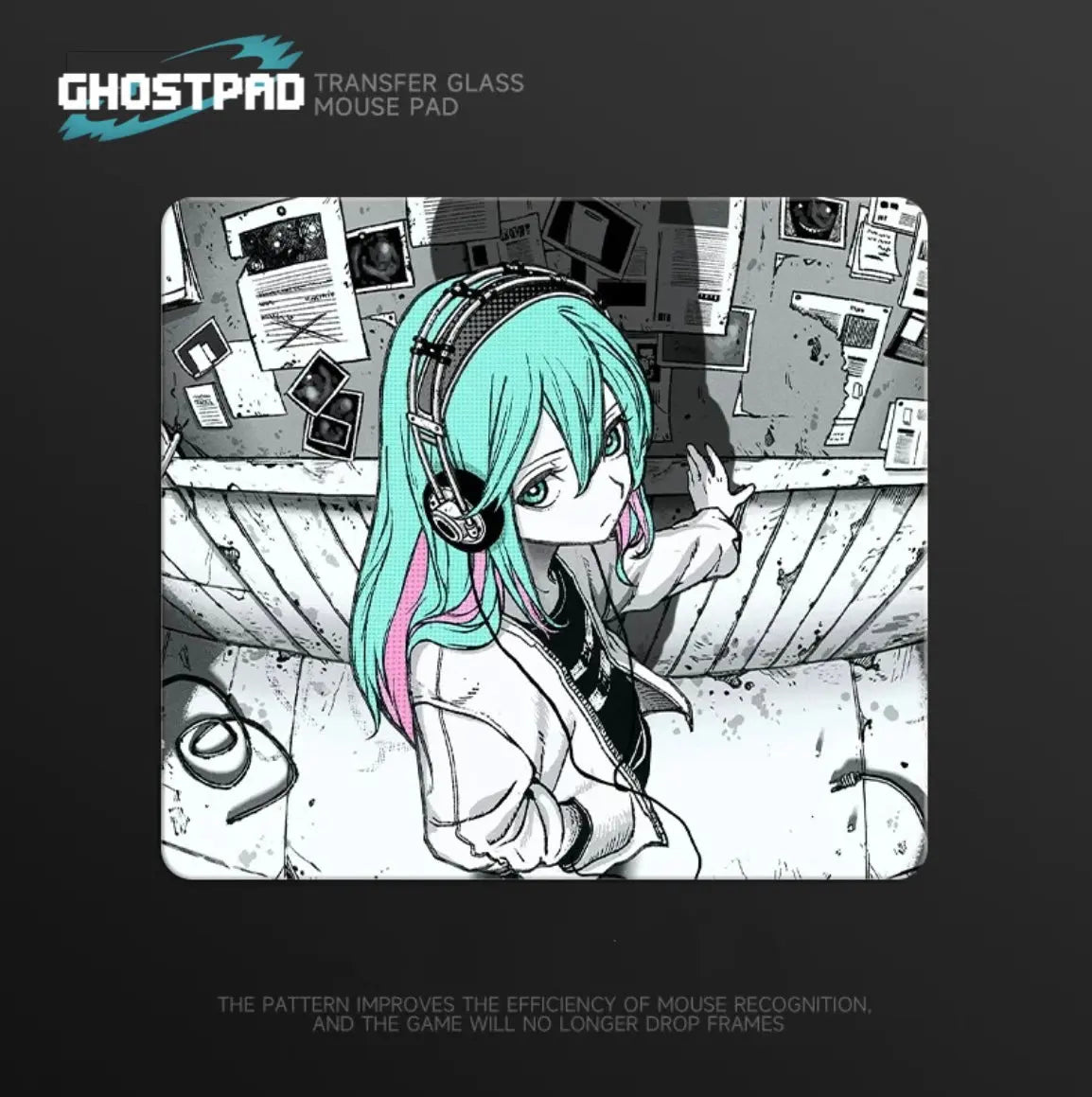 GHOSTPAD™Anime Girl green hair glass mouse pads GHOSTPAD